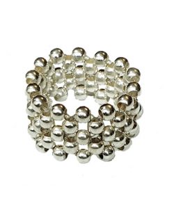 ANILLO DE RESORTE BOLITAS DE PLATA TEJIDAS SAP3139